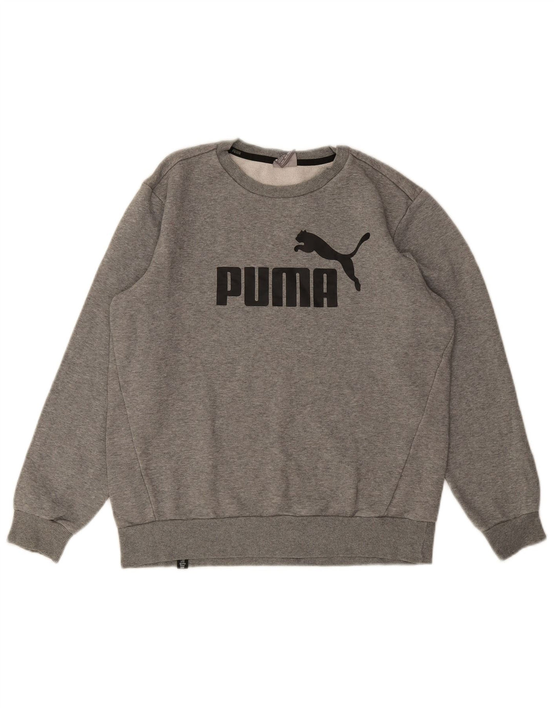PUMA Sudadera con estampado gráfico para hombre, jersey de algodón moteado en gris medio