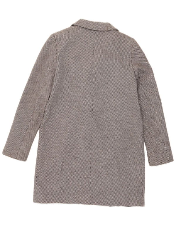 Zara Abrigo de doble botonadura de corte holgado para mujer UK 6 XS Algodón gris a rayas