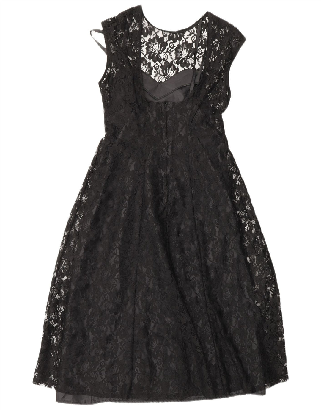 CLASSIC Vestido acampanado para mujer UK 40 Mediano Nylon floral negro