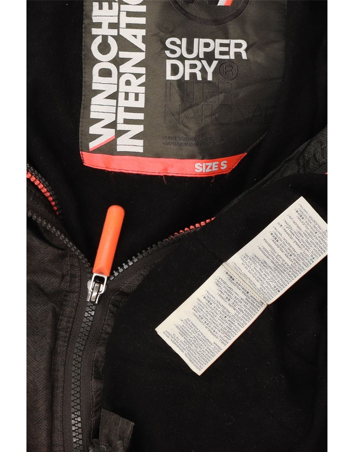 SUPERDRY Chaqueta cortavientos con capucha para hombre UK 36 Small Grey Herringbone