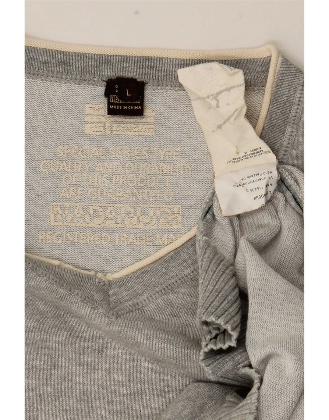 Napapijri Jersey con cuello en V para hombre, talla grande, algodón gris
