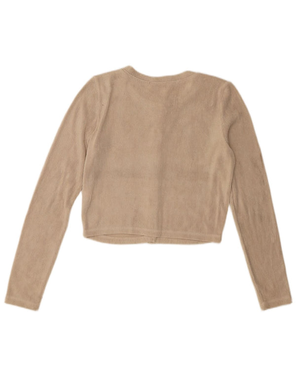 Zara Mujer Crop Cardigan Suéter UK 10 Small Beige Poliéster