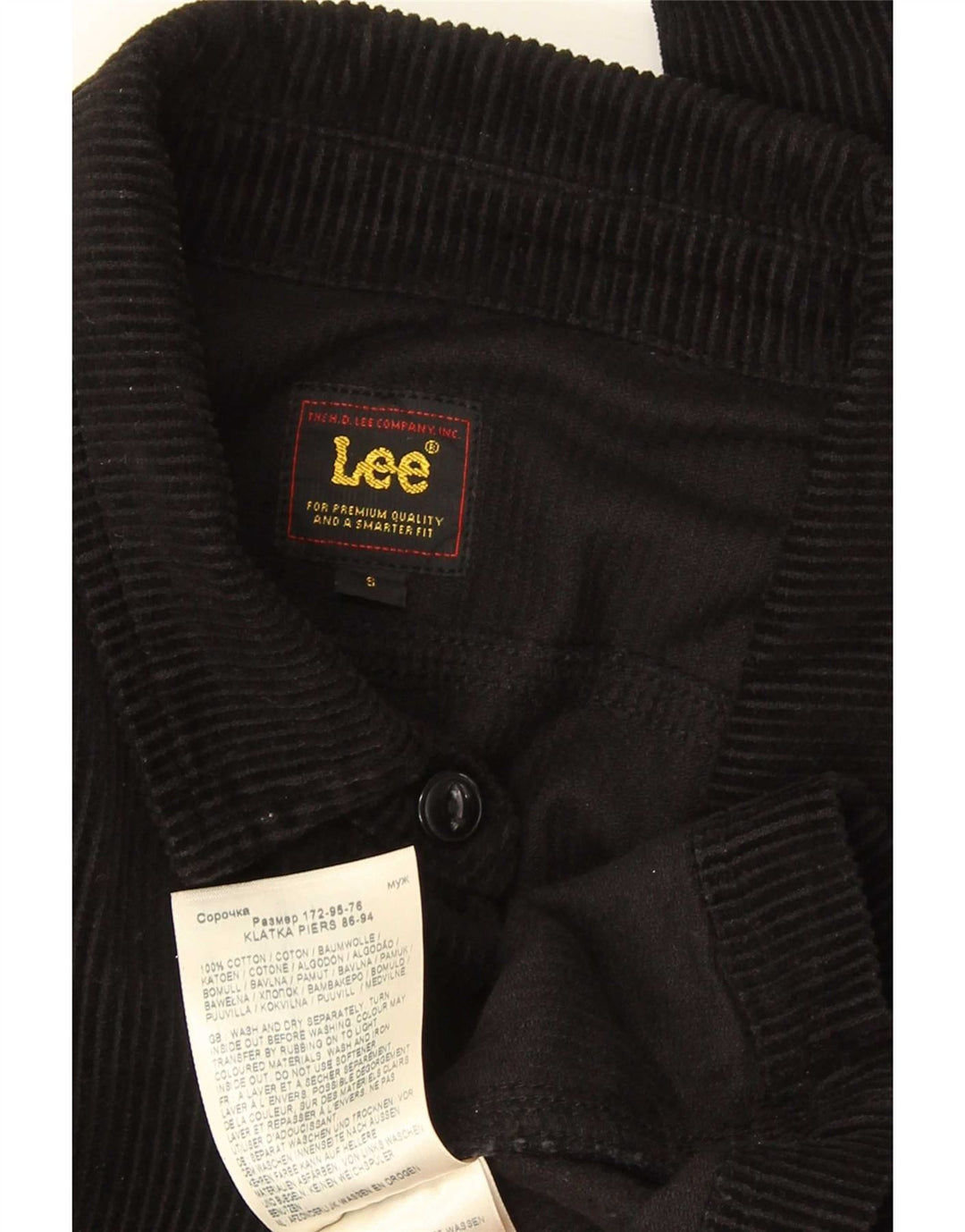 Lee Chaqueta de pana para hombre UK 36 Small Algodón negro