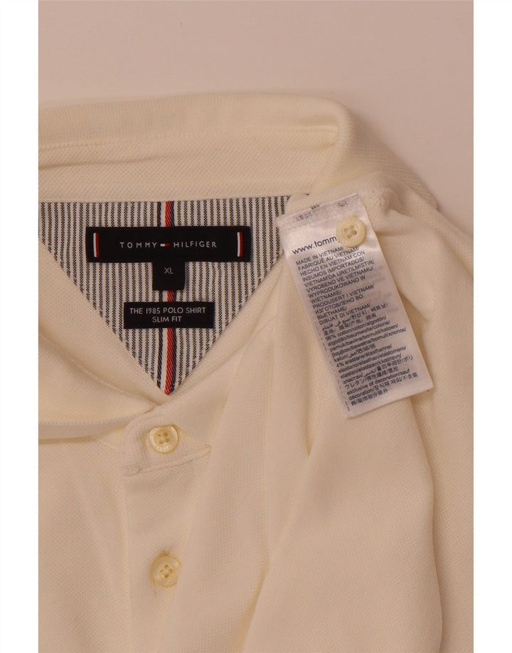 TOMMY HILFIGER Polo Slim Fit para hombre XL Off White Cotton