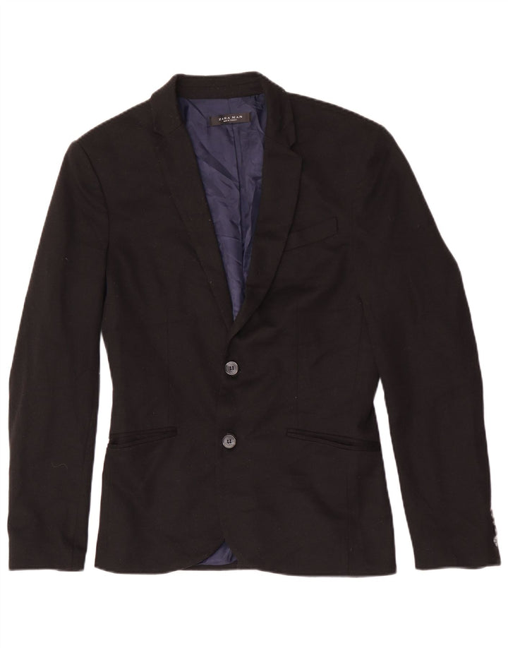 Zara Chaqueta tipo blazer de 2 botones para hombre UK 36 Small Black