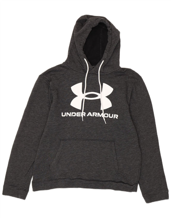 UNDER ARMOUR Jersey con capucha y estampado holgado para hombre, talla grande, gris moteado
