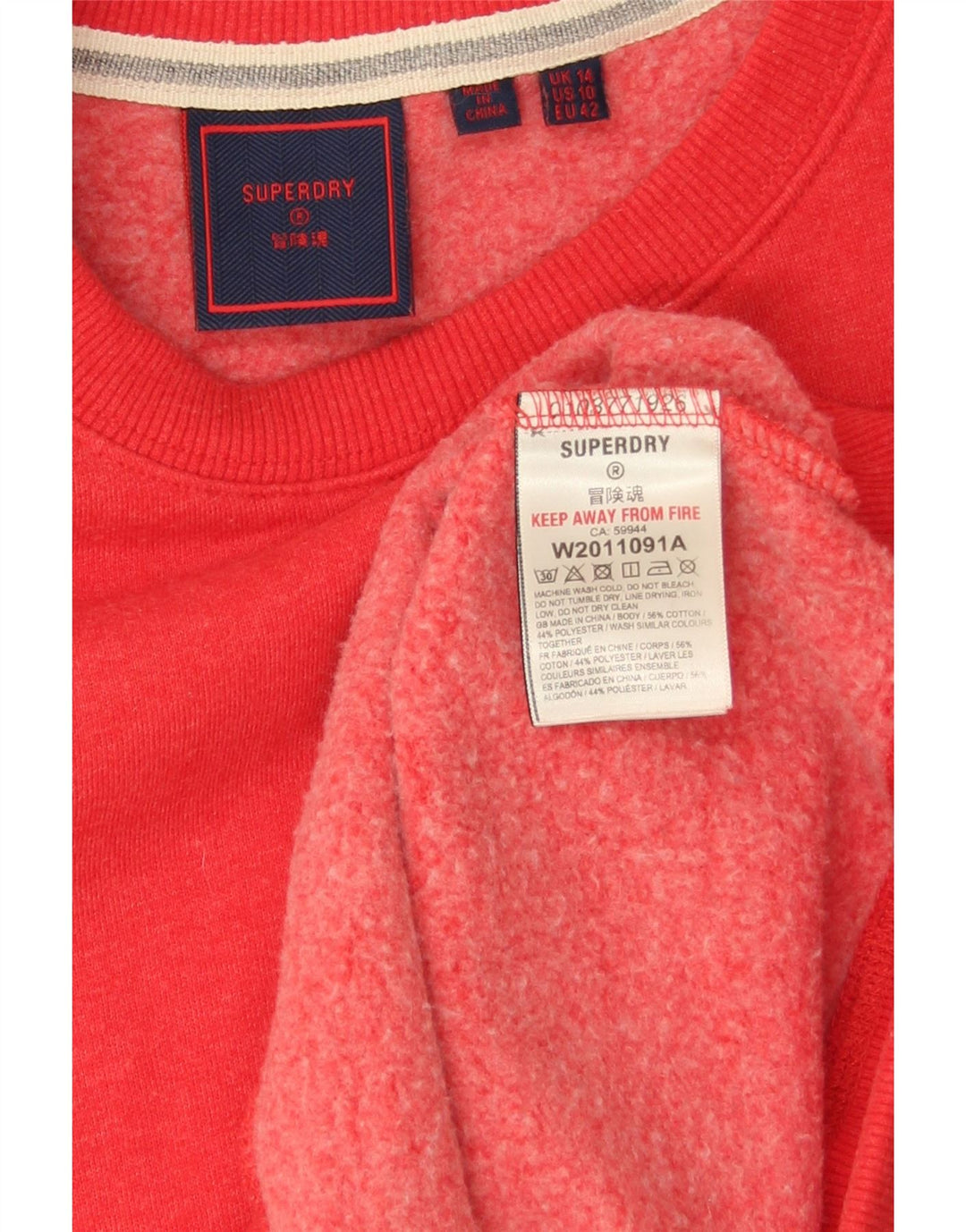 Superdry Sudadera extragrande para mujer, jersey, Reino Unido 44, algodón rojo grande