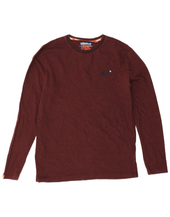 Superdry Hombre Top Manga Larga Grande Algodón Borgoña