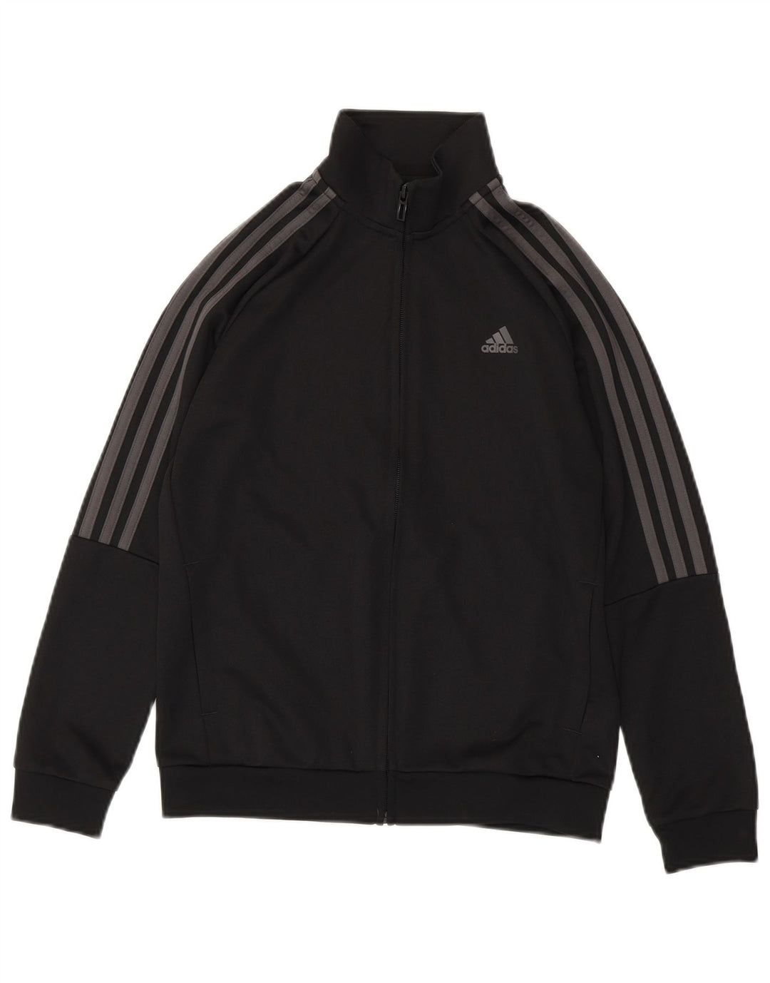 ADIDAS Boys Aeroready Tracksuit Top Jacket 11-12 Years Black Polyester