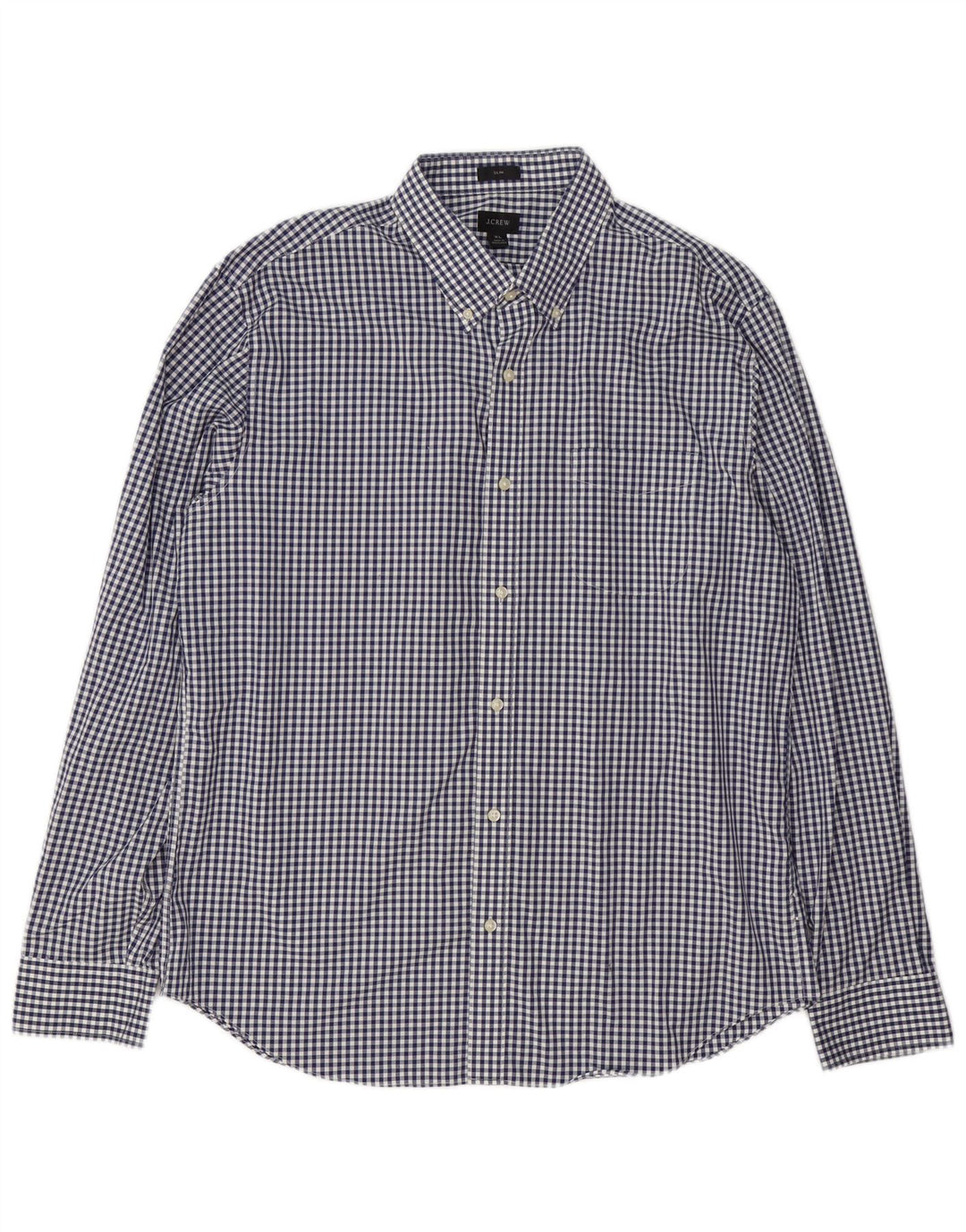 J. Crew Camisa ajustada para hombre XL Algodón a cuadros azul marino