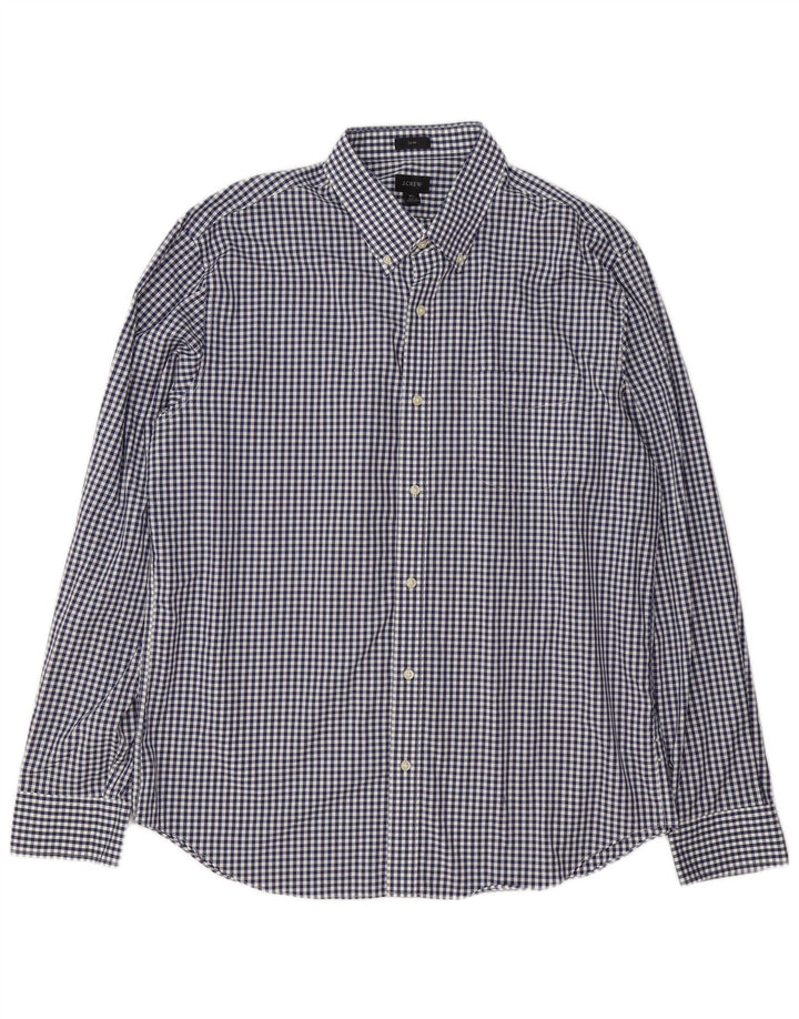 J. Crew Camisa ajustada para hombre XL Algodón a cuadros azul marino