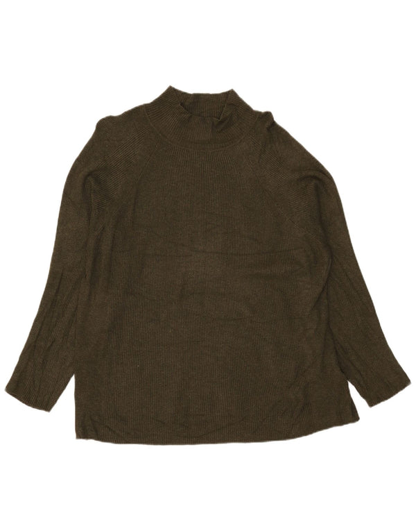 Marks & Spencer Jersey con Cuello Alto para Mujer UK 20 2XL Viscosa Caqui