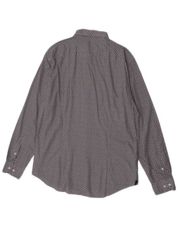 Tommy Hilfiger Camisa para hombre Talla 17 43 XL Algodón floral azul marino