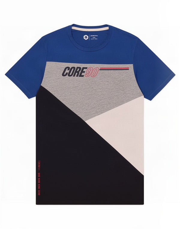 Jack & Jones Hombre Core Graphic Camiseta Top Small Blue Colorblock Algodón