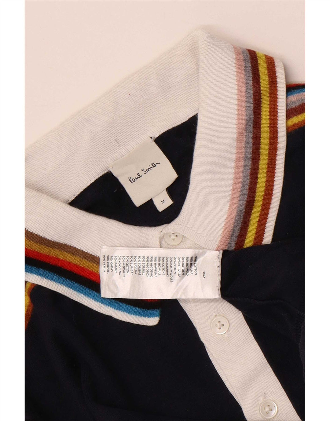 Paul Smith Jersey de manga corta con cuello tipo polo para hombre, color azul marino mediano