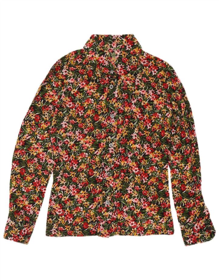 VINTAGE Blusa camisa mujer Reino Unido 10 Pequeño Multicolor Floral