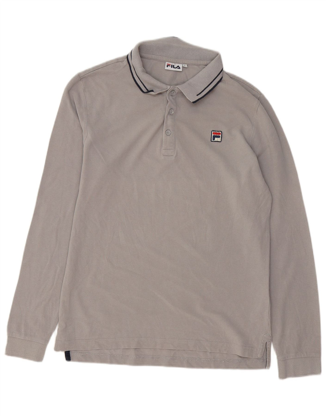 Fila Polo de manga larga para hombre de algodón gris grande