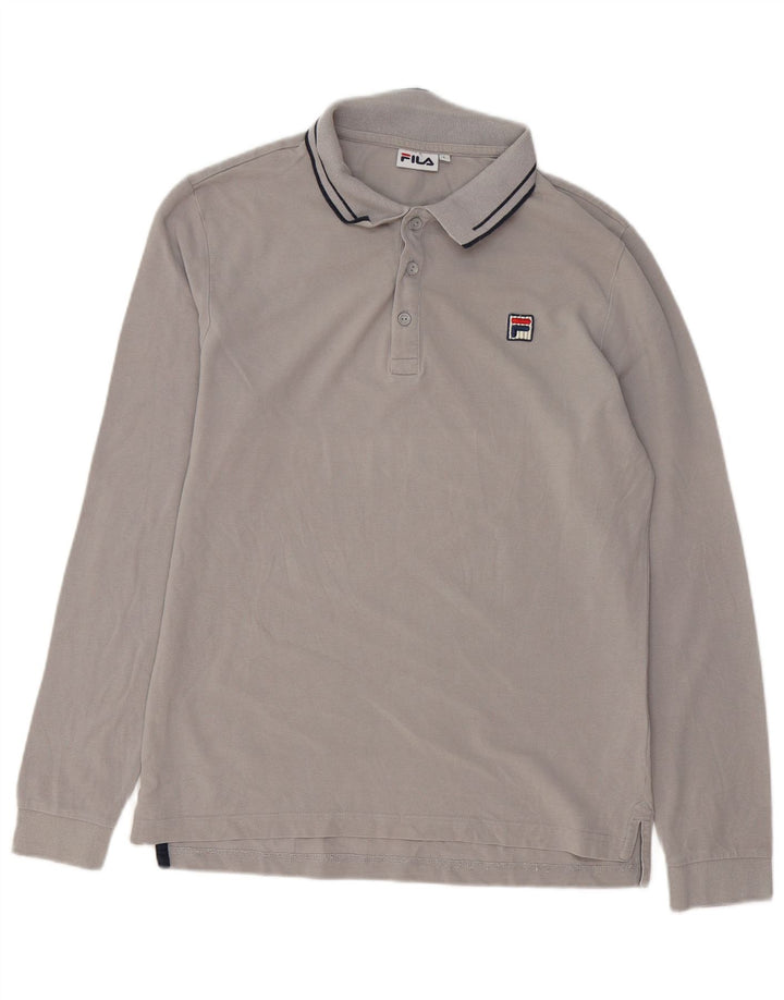 Fila Polo de manga larga para hombre de algodón gris grande