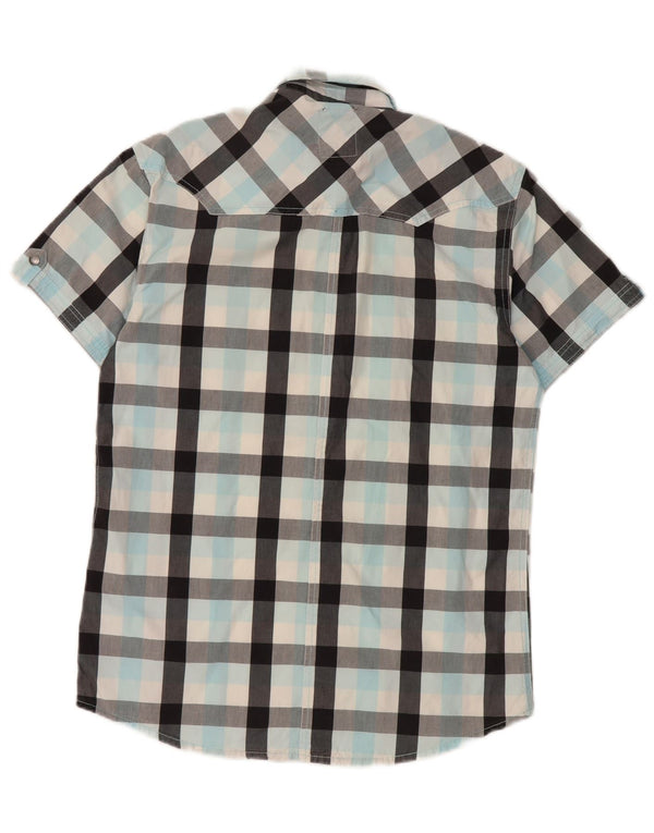 Jack & Jones Hombre Camisa De Manga Corta De Algodón A Cuadros Turquesa Medio