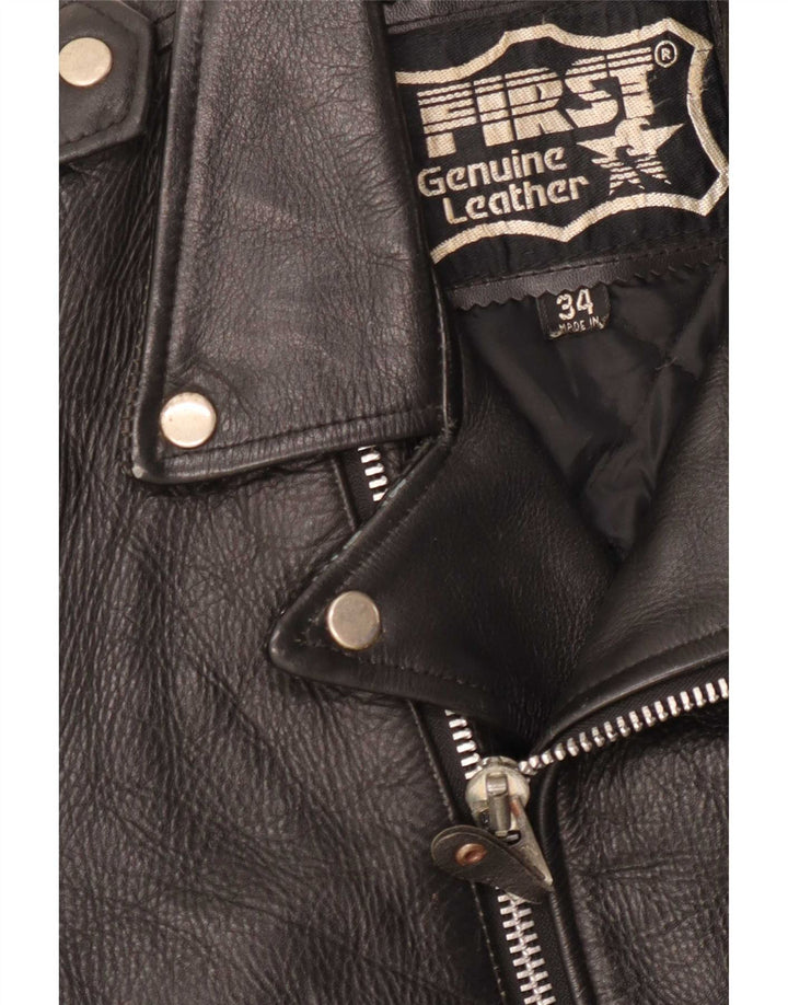 Primera chaqueta motera de cuero para hombre UK 34 XS Negro
