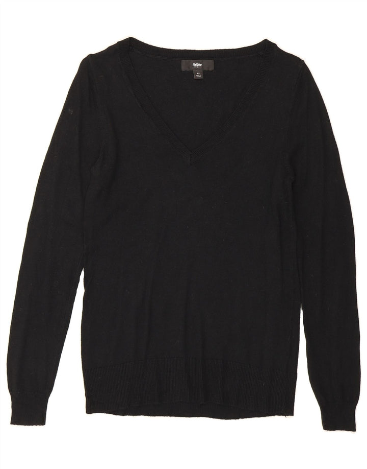 MOSSIMO Womens V-Neck Jumper Sweater UK 10 Small Black Nylon Vintage Mossimo and Second-Hand Mossimo from Messina Hembry 