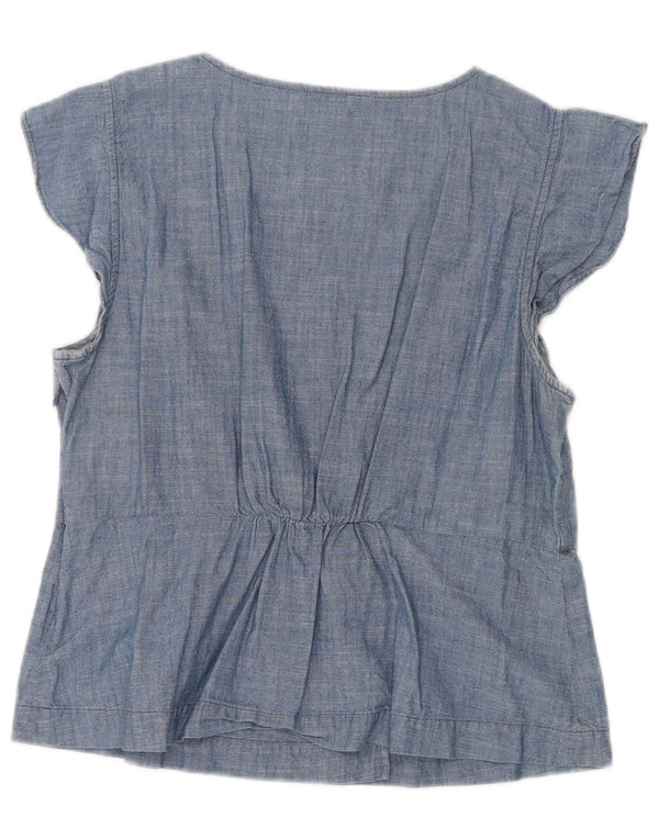 J. CREW Blusa para mujer Top UK 44 Algodón azul grande