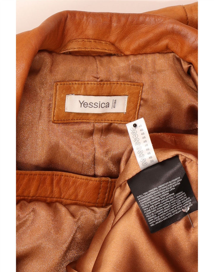 Yessica Chaqueta de cuero para mujer UK 20 2XL Cuero marrón