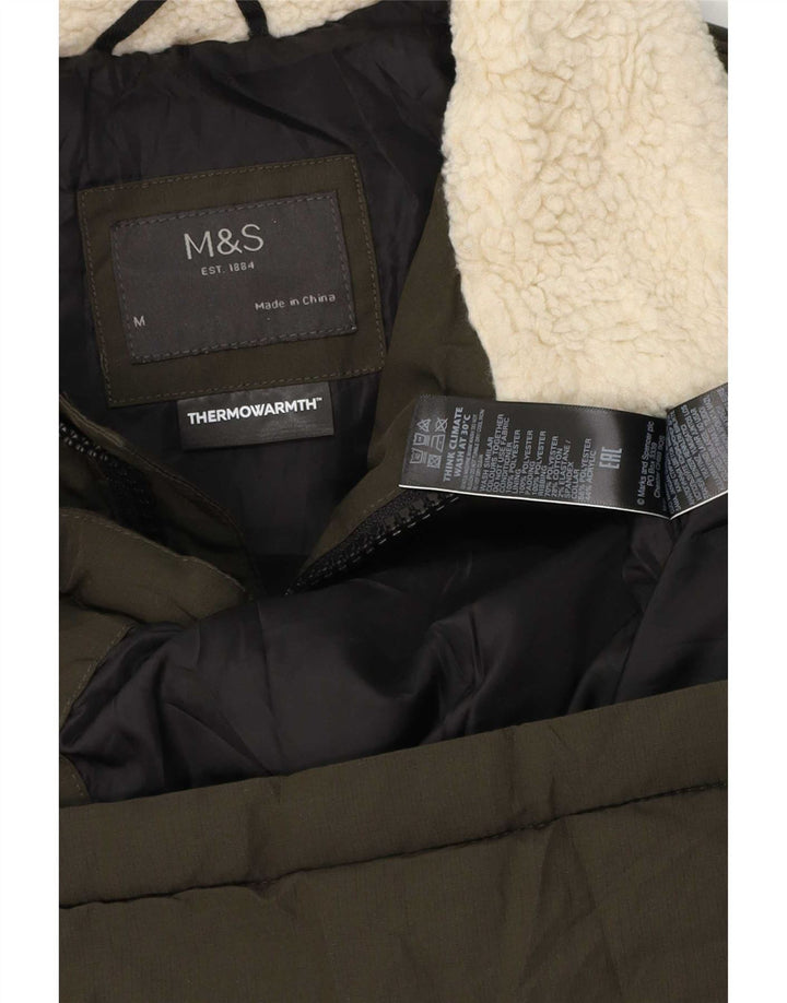 Marks & Spencer Chaqueta acolchada para hombre UK 38 Mediano Caqui Poliéster color block