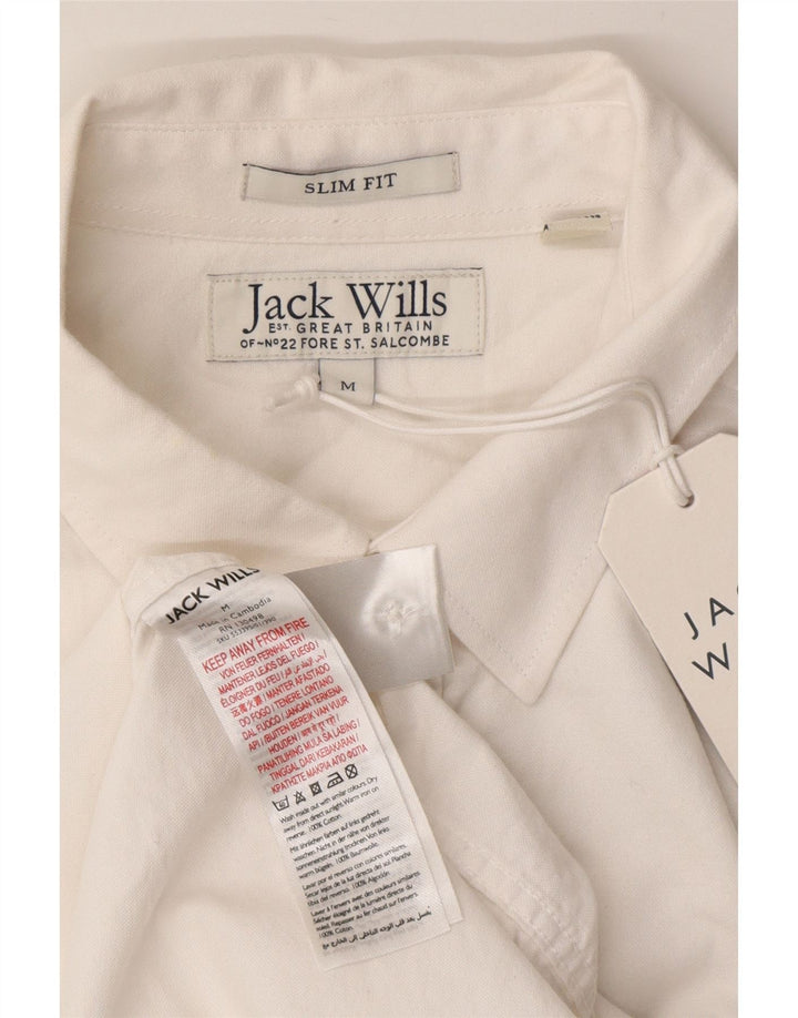 Jack Wills Camisa Slim Fit De Manga Corta Para Hombre Algodón Blanco Mediano
