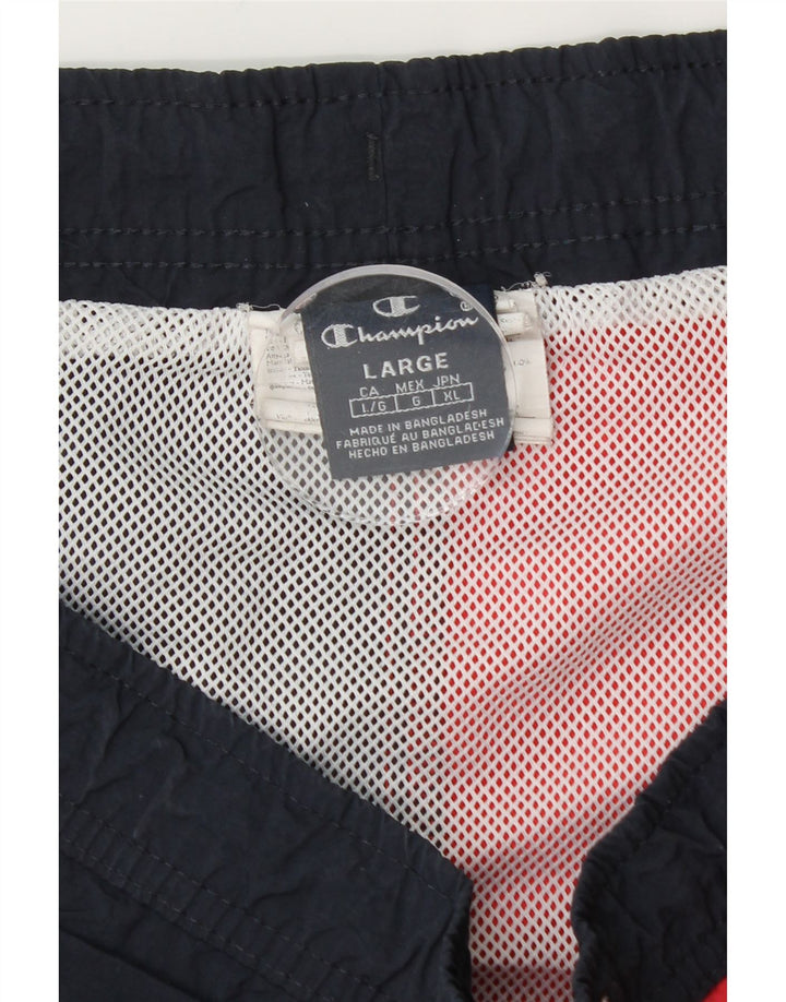 Champion Bañador con estampado gráfico para hombre, talla grande, color azul marino