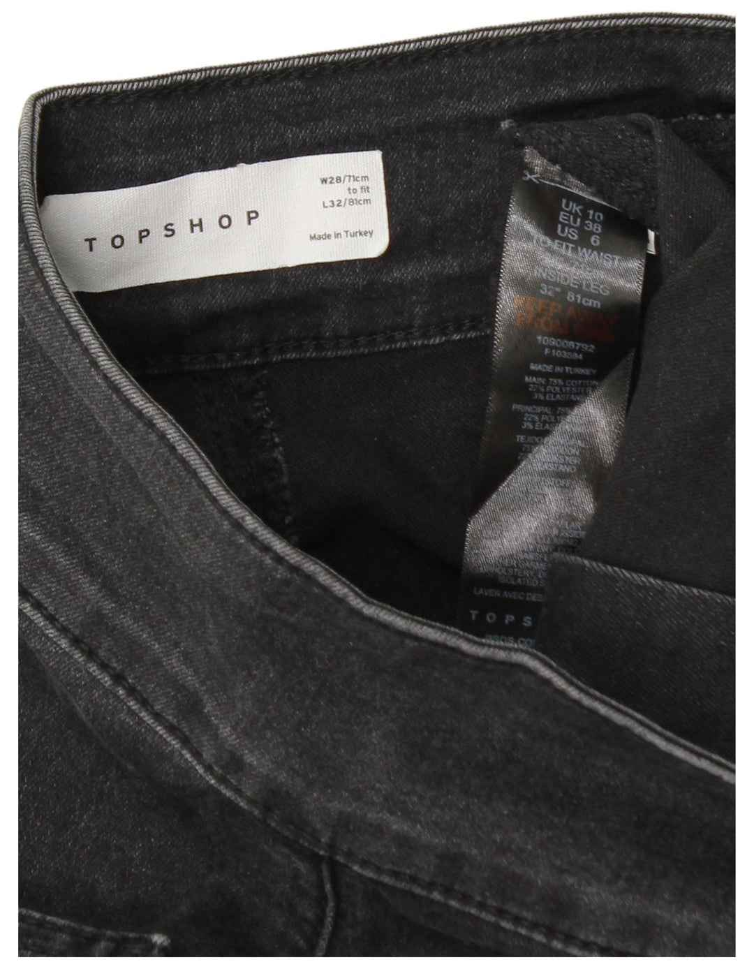 Vaqueros Acampanados Mujer Topshop W28 L32 Algodón Gris