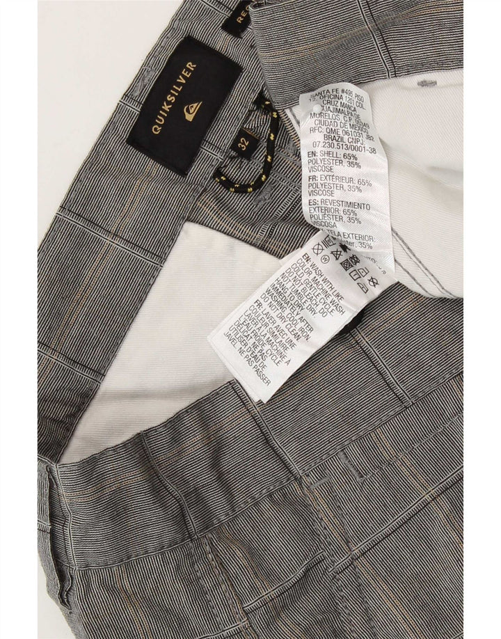 Quiksilver Pantalones cortos chinos de corte regular para hombre W32 Poliéster a cuadros gris medio