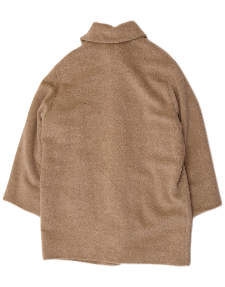 Vintage mujer abrigo de gran tamaño Reino Unido 12 lana beige media