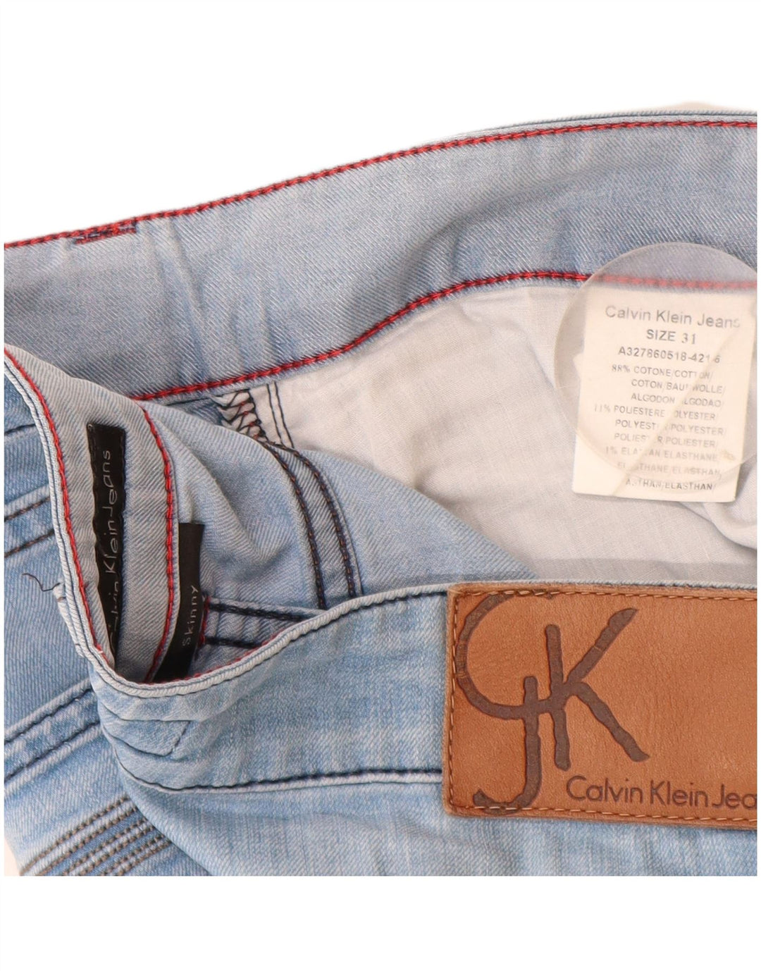 Vaqueros ajustados para mujer Calvin Klein W34 L32 Algodón azul