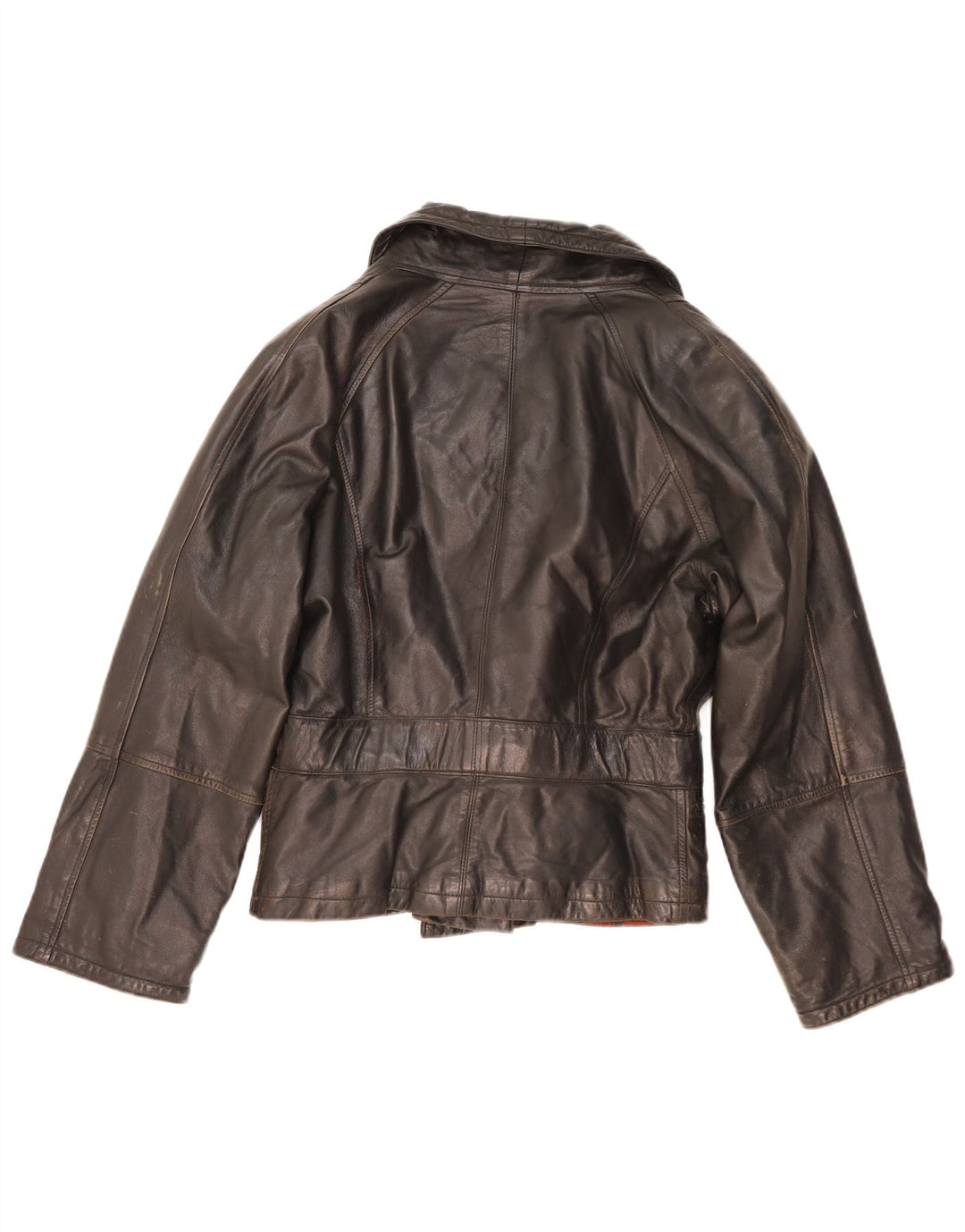 Vintage mujer chaqueta de cuero Reino Unido 14 cuero negro medio