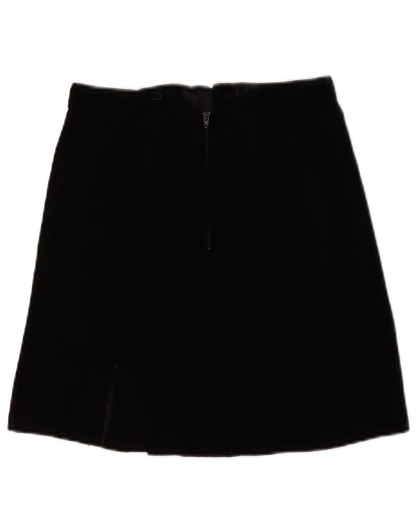 Vintage Mujer Terciopelo Mini Falda W22 2XS Negro