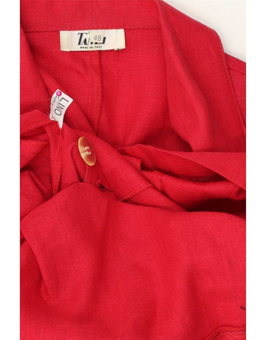 Vintage mujer manga corta doble pecho Blazer chaqueta IT 48 XL rojo