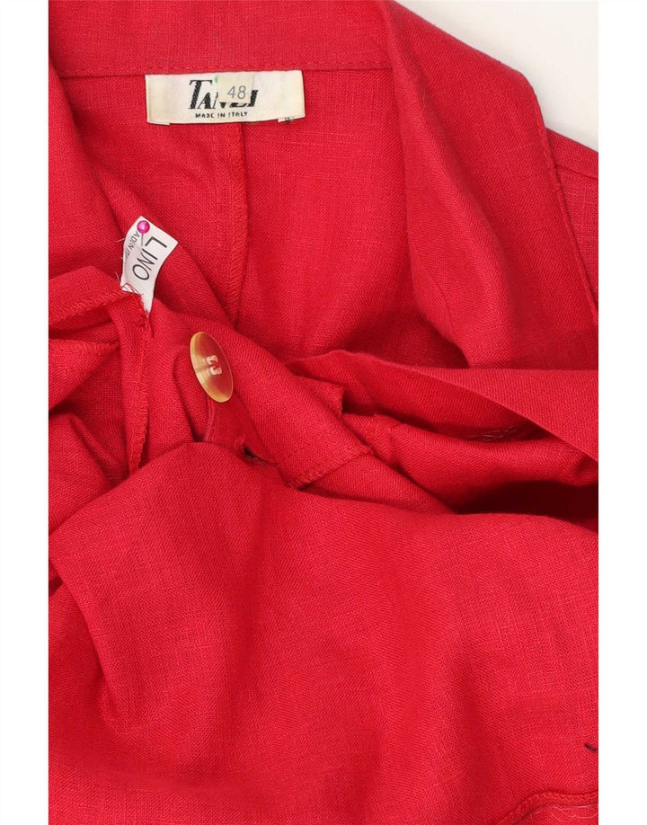 Vintage mujer manga corta doble pecho Blazer chaqueta IT 48 XL rojo