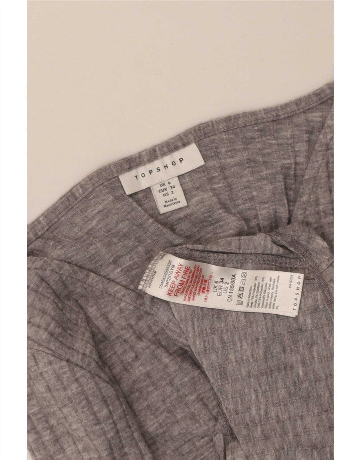 Topshop Top corto de manga larga para mujer UK 6 XS Poliéster gris