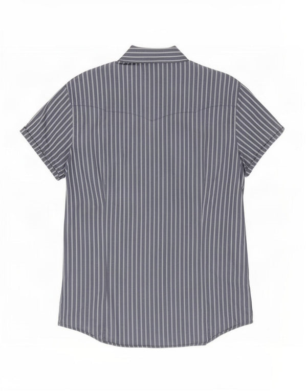 Wrangler Camisa de manga corta para hombre 2XL Algodón a rayas azul marino