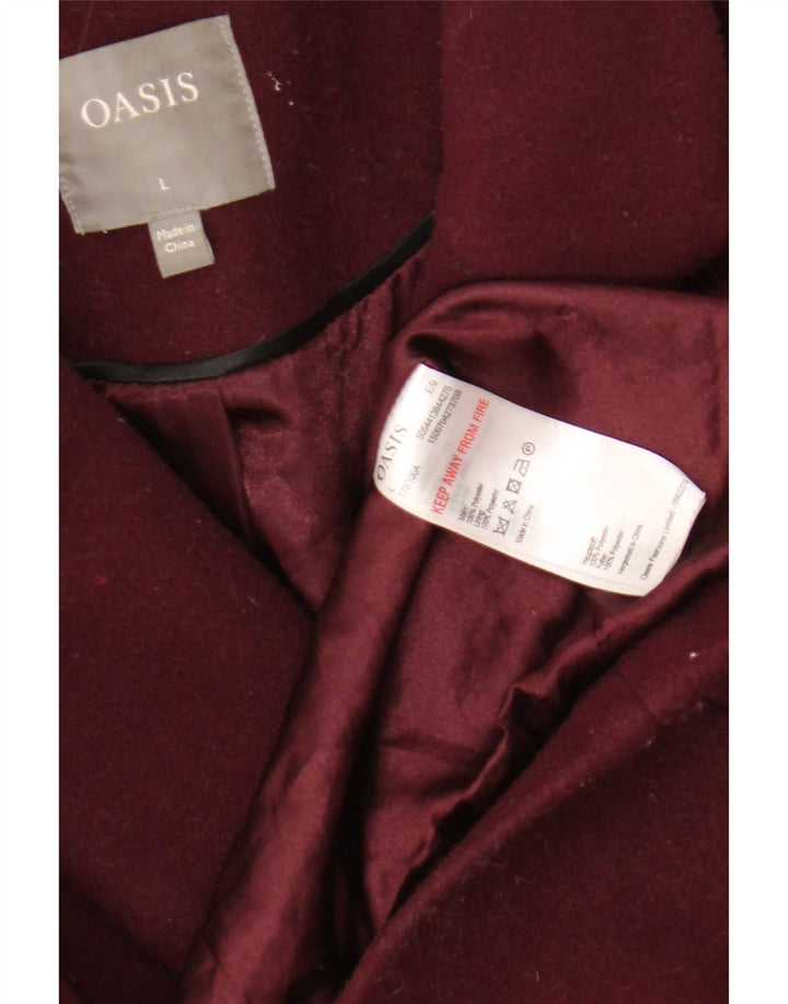 Abrigo de doble botonadura para mujer Oasis UK 46 Grande Poliéster burdeos