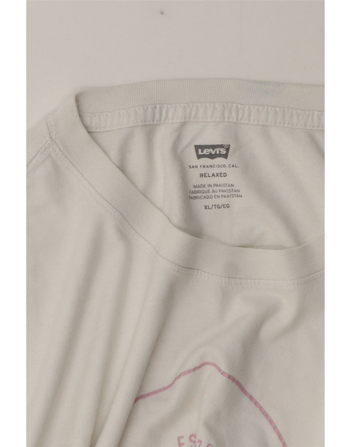 Levi's Hombre Camiseta Gráfica Top XL Algodón Blanco