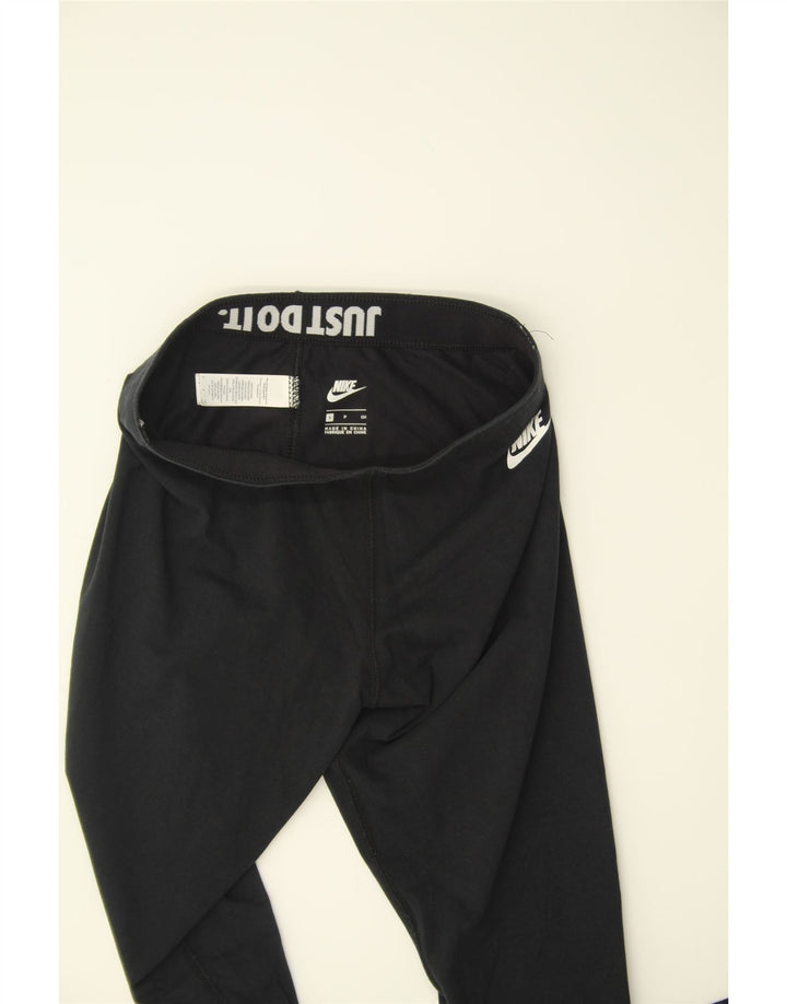 NIKE Womens Graphic Leggings UK 8 Small Black Cotton Vintage Nike and Second-Hand Nike from Messina Hembry 