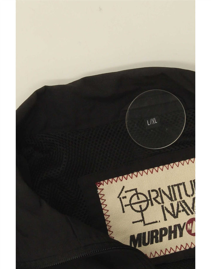 Murphy & Nye Mens Graphic Chándal Top Chaqueta Grande Negro Colorblock