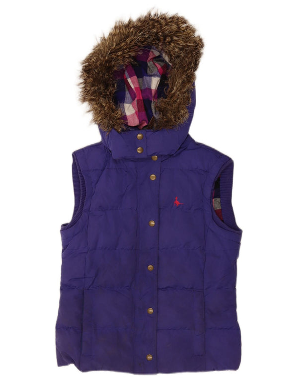 Jack Wills Chaleco acolchado con capucha para mujer UK 8 Small Púrpura