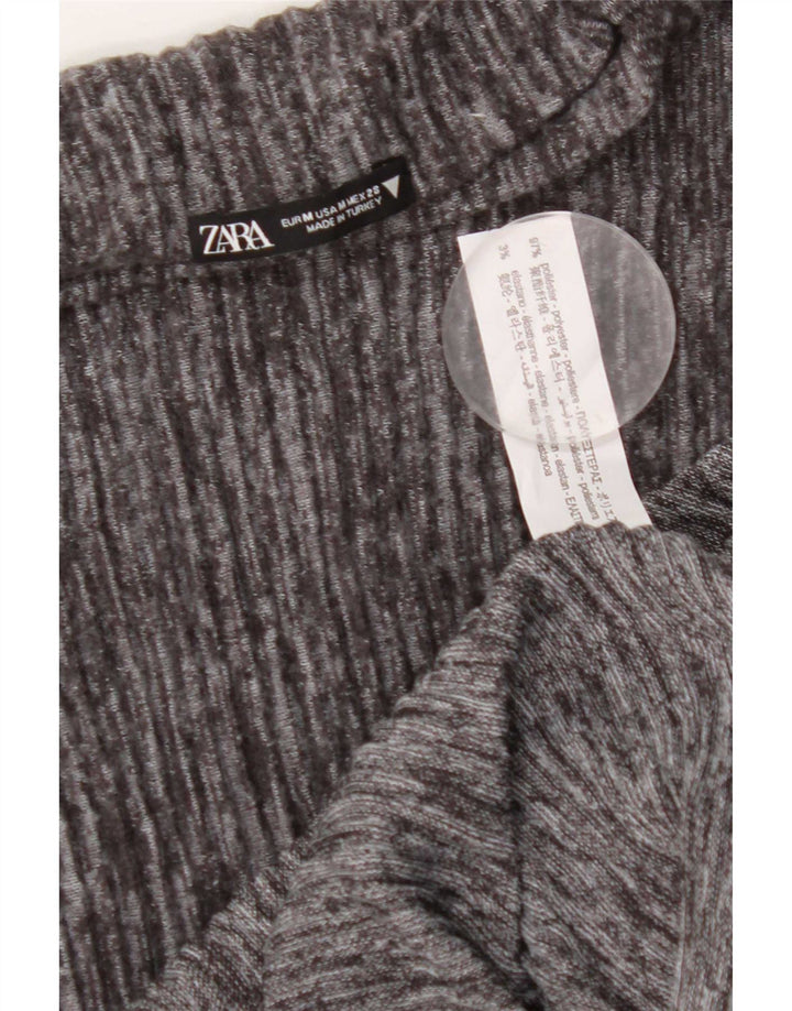 Zara Mujer Maxi Vestido Sin Mangas UK 42 Poliéster Gris Medio