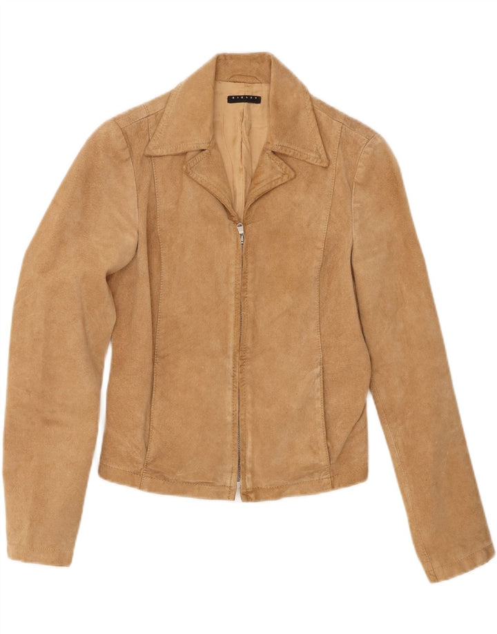 SISLEY Womens Suede Jacket IT 42 Medium Beige Leather Vintage Sisley and Second-Hand Sisley from Messina Hembry 
