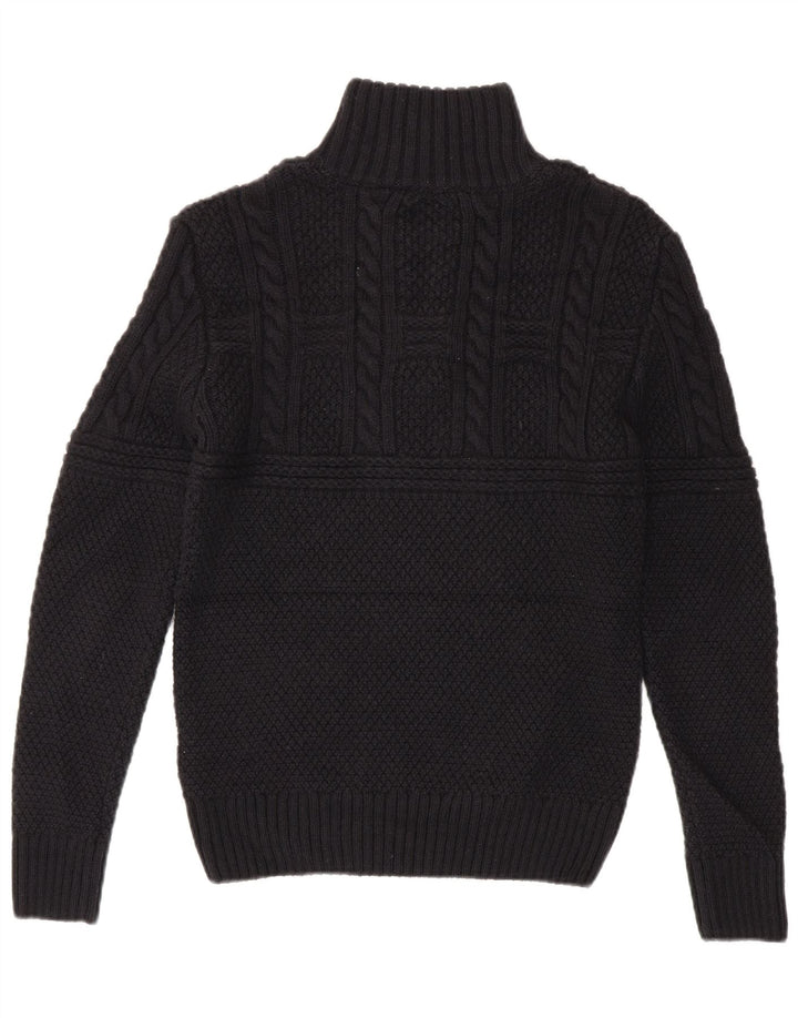 Superdry Jersey Con Cuello Y Cremallera Para Hombre, Acrílico Negro Pequeño