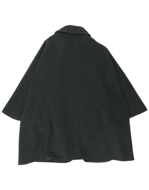 Vintage mujer doble pecho poncho abrigo un tamaño verde