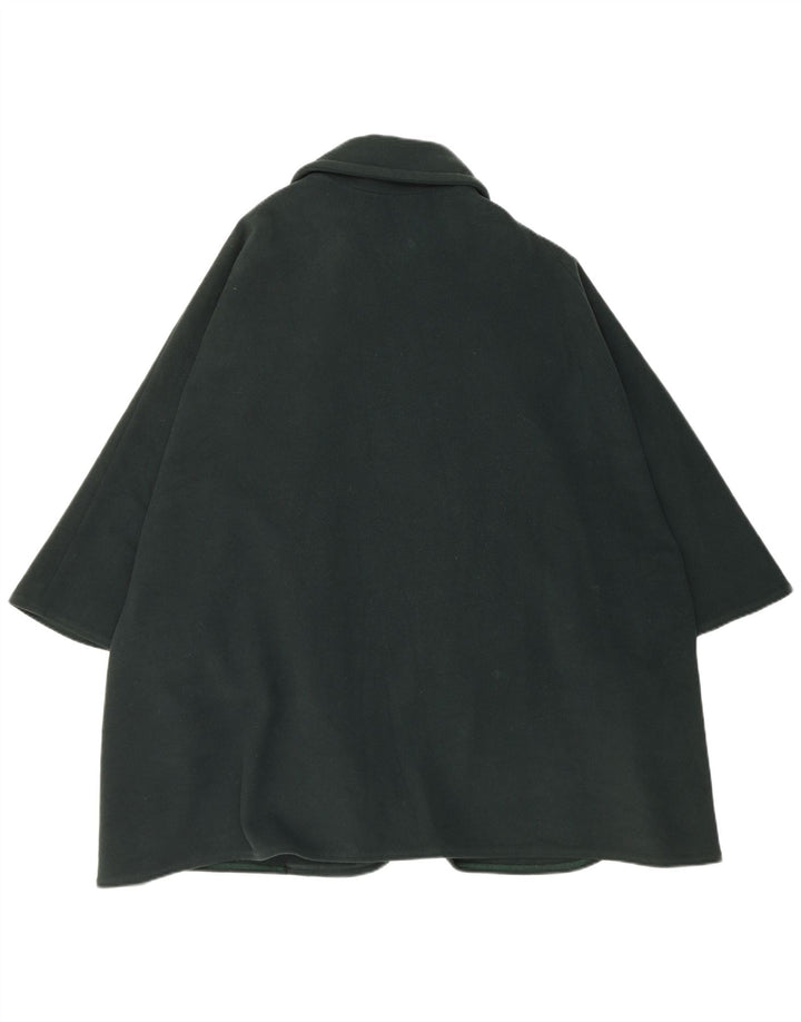 Vintage mujer doble pecho poncho abrigo un tamaño verde